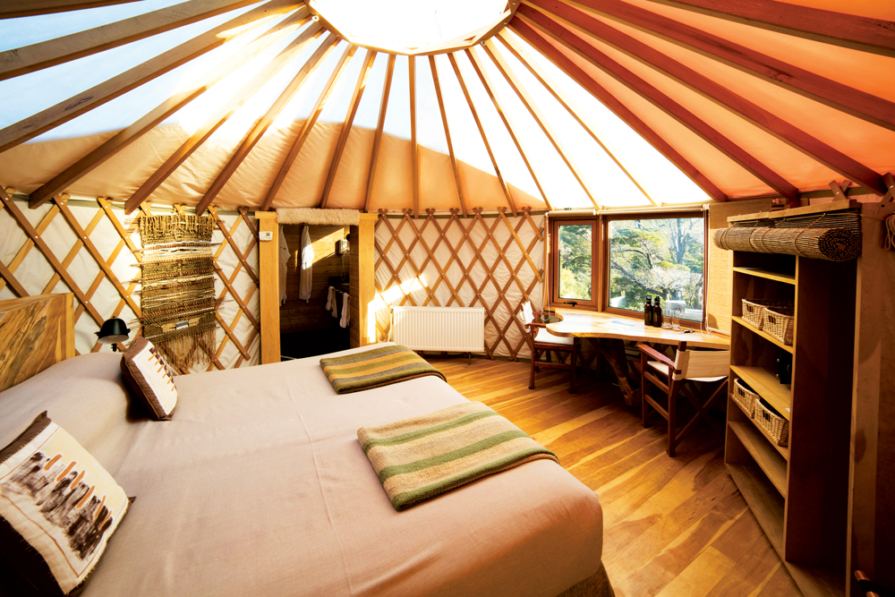 Inside a Patagonia Camp yurt